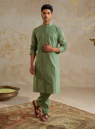 Jade Sage Green Kurta And Pants by Chhavvi Aggarwal Men available on Indiaspopup.com