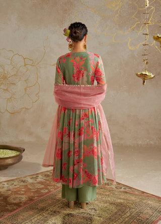 Jade Rose Anarkali Set by Chhavvi Aggarwal available on Indiaspopup.com