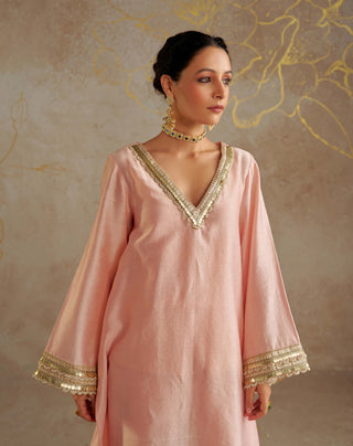 Blush Chanderi Kurta Set by Chhavvi Aggarwal available on Indiaspopup.com