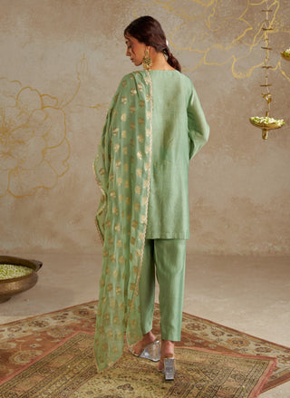 Jade Chanderi Kurta Set by Chhavvi Aggarwal available on Indiaspopup.com