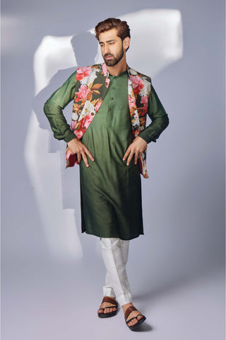 Chatenya Mittal-Green Ombre Kurta And Pant-INDIASPOPUP.COM