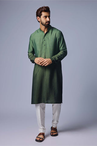 Chatenya Mittal-Green Floral Nehru Jacket Set-INDIASPOPUP.COM