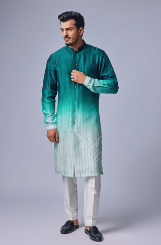 Chatenya Mittal-Sage Green Ombre Kurta And Pants-INDIASPOPUP.COM