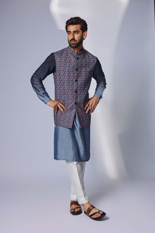 Chatenya Mittal-Grey Ombre Kurta With Pant-INDIASPOPUP.COM