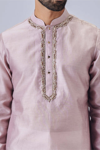 Chatenya Mittal-Mauve Silk Kurta And Pant-INDIASPOPUP.COM