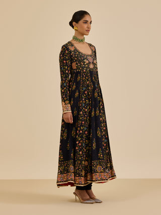 Black and multi pintado anarkali set
