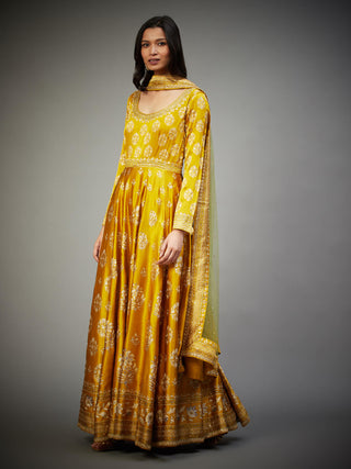 Ri.Ritu Kumar-Yellow Floral Kurta Set-INDIASPOPUP.COM