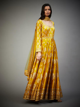 Ri.Ritu Kumar-Yellow Floral Kurta Set-INDIASPOPUP.COM