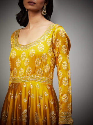 Ri.Ritu Kumar-Yellow Floral Kurta Set-INDIASPOPUP.COM