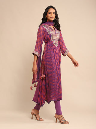 Ritu Kumar-Purple Embroidered Kurta Set-INDIASPOPUP.COM