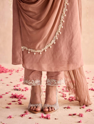 Champagne embellished straight kurta set