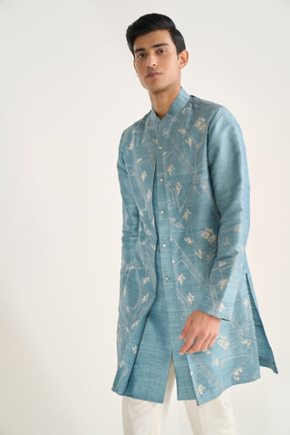 Nile blue embroidered contemporary kurta set