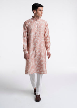 Onion pink clasic cut printed kurta set