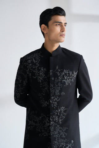 Black embroidered sherwani set