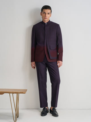 Purple mauve ombre bandhgala set