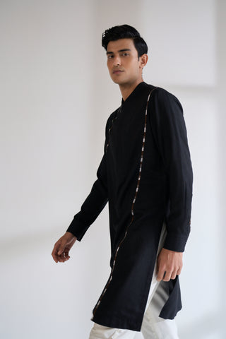 Black thread embroidered kurta set