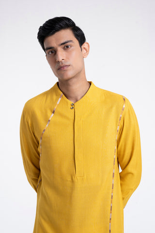 Marigold thread embroidered kurta set