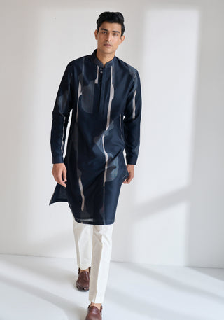 Navy printed classic kurta set