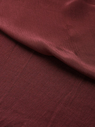 Wine solid sleeveless dress with scarf