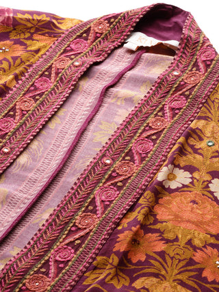 Fuschia floral cape with bustier and pant