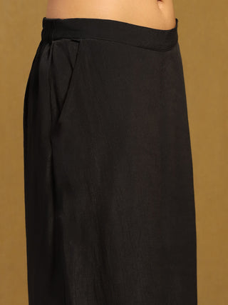 Black Kinnauri Cape And Pant Set by Ritu Kumar available on Indiaspopup