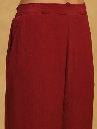 Red Kinnauri Cape And Pant Set by Ritu Kumar available on Indiaspopup