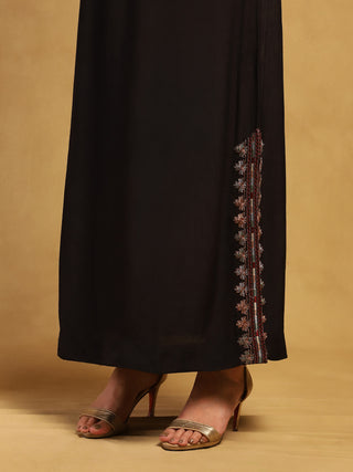 Black Sophie Solid Top And Skirt by Ritu Kumar available on Indiaspopup