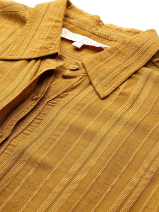 Yellow solid full sleeve shirt with palazzo