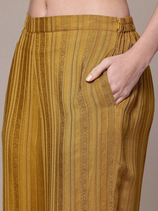 Yellow solid full sleeve shirt with palazzo