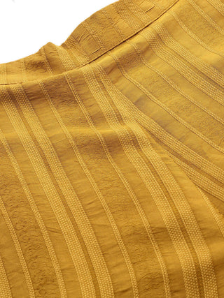 Yellow solid full sleeve shirt with palazzo