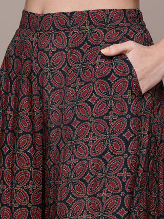 Black geometric print full sleeve kurti and pants