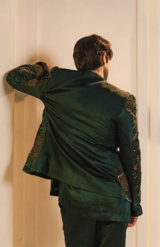 Forest Green hand embroidered short jacket set