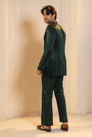 Forest Green hand embroidered short jacket set