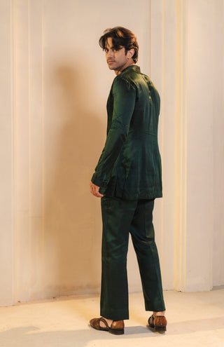 Forest Green hand embroidered short jacket set