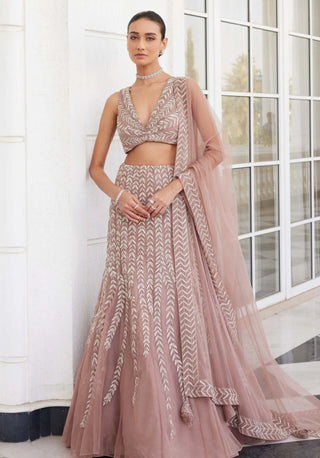 Charu & Vasundhara-Sasha Salmon Pink Lehenga Set-INDIASPOPUP.COM