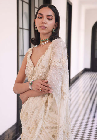 Felicity ivory draped sari and blouse