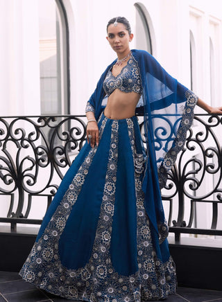 Farah blue lehenga and cape set