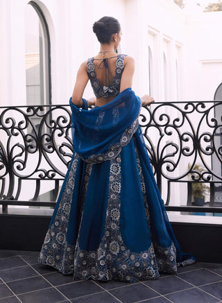 Farah blue lehenga and cape set