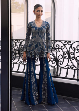 Fern moody blue kurta and sharara