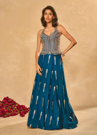 Amal blue lehenga set