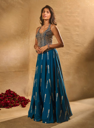 Amal blue lehenga set