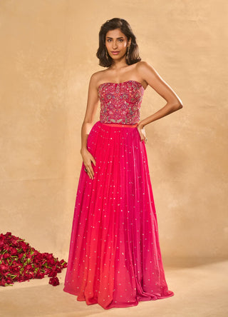 Aries pink coral lehenga set