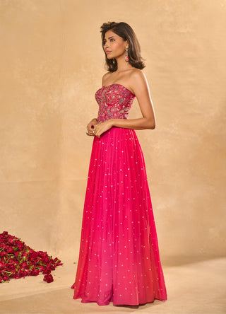 Aries pink coral lehenga set