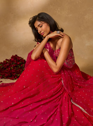 Aries pink coral lehenga set