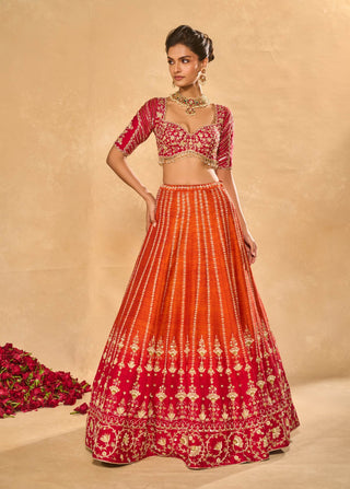 Aariana orange red lehenga set