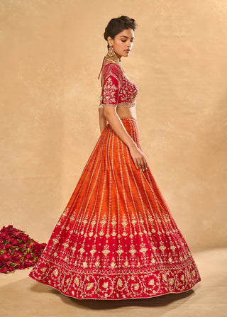 Aariana orange red lehenga set