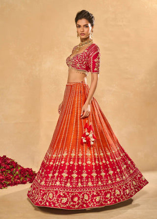 Aariana orange red lehenga set