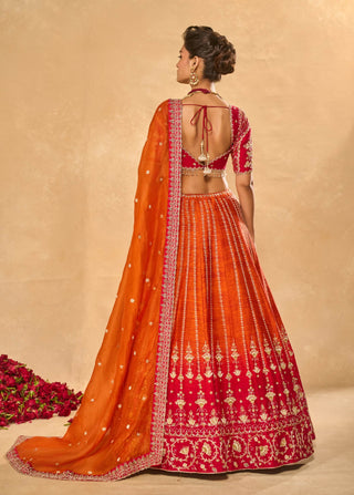 Aariana orange red lehenga set