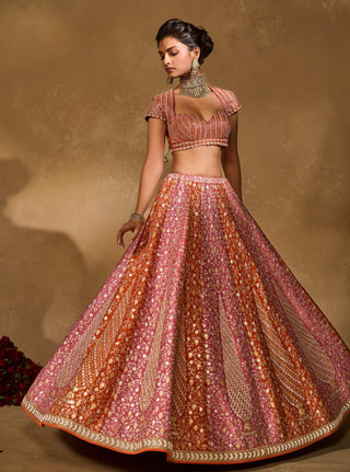 Saba pink orange lehenga set