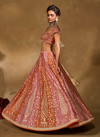 Saba pink orange lehenga set